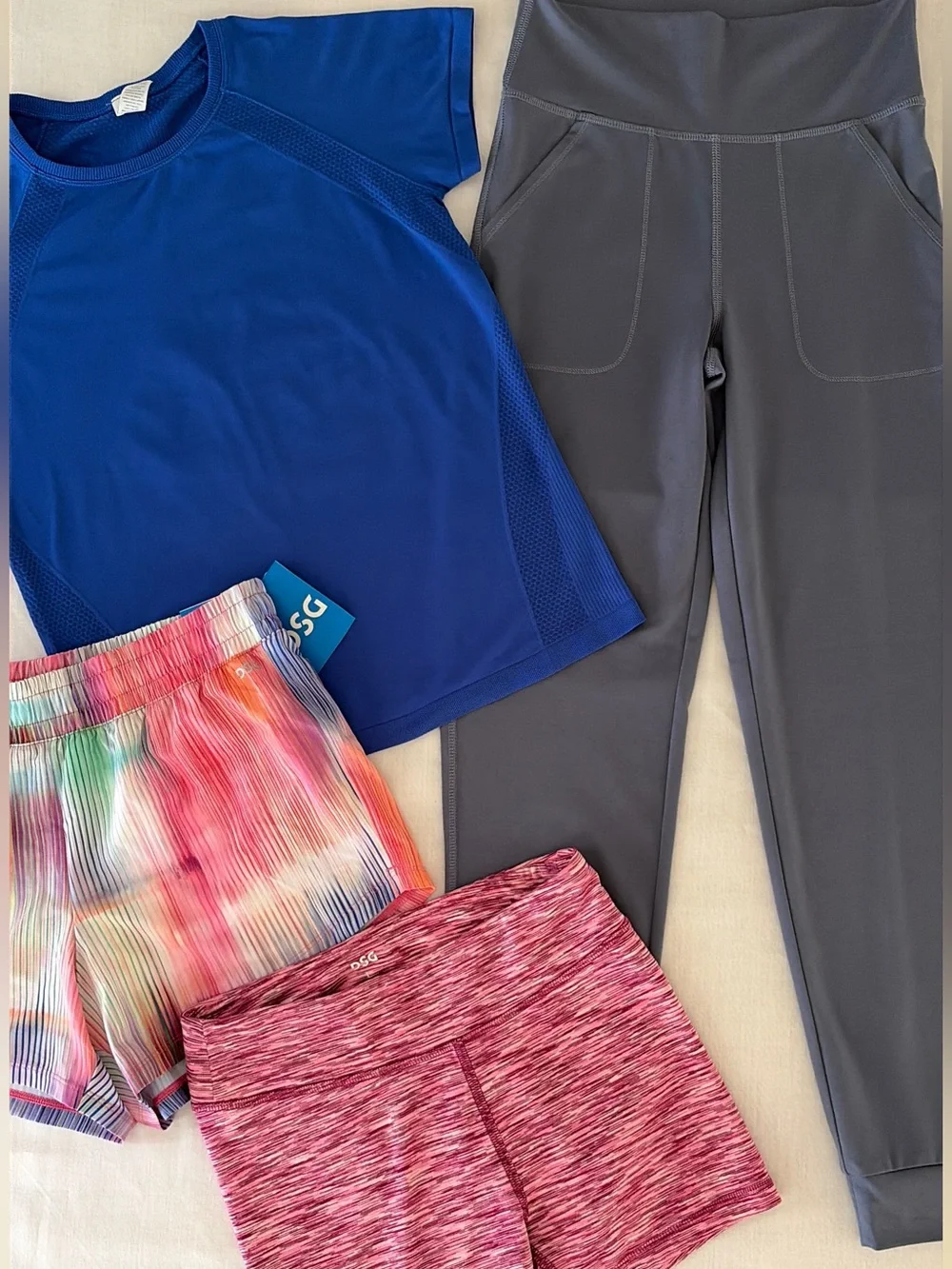 Girls Lg (14) ~ DSG ~ Active Tee, Leggings, Biker and Running Shorts~ 4pc Bundle